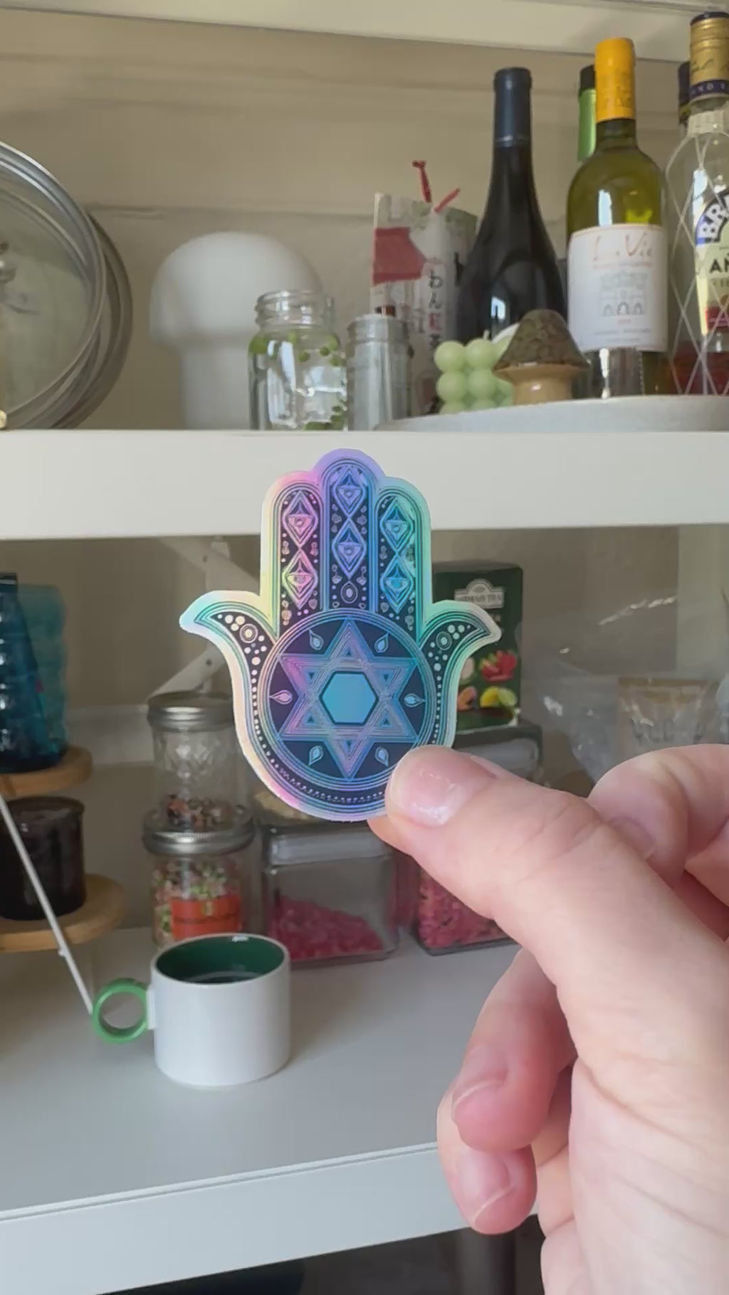 Hamsa Magen David HOLOGRAPHIC Sticker