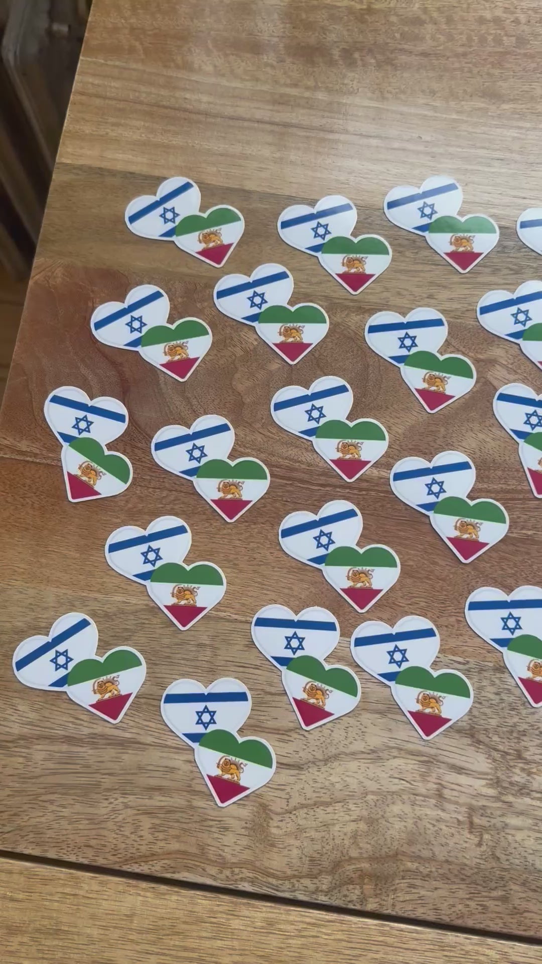 Persian Israeli Flag Heart Stickers