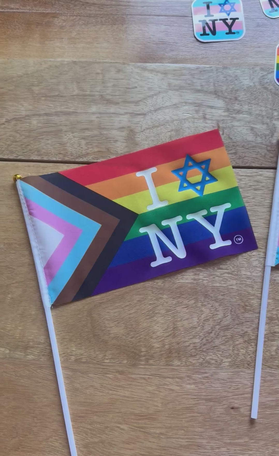Mini I Love NY Magen David Pride Hand Flag