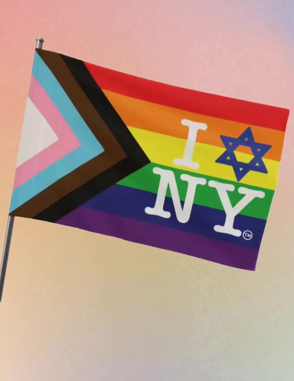 Mini I Love NY Magen David Pride Hand Flag